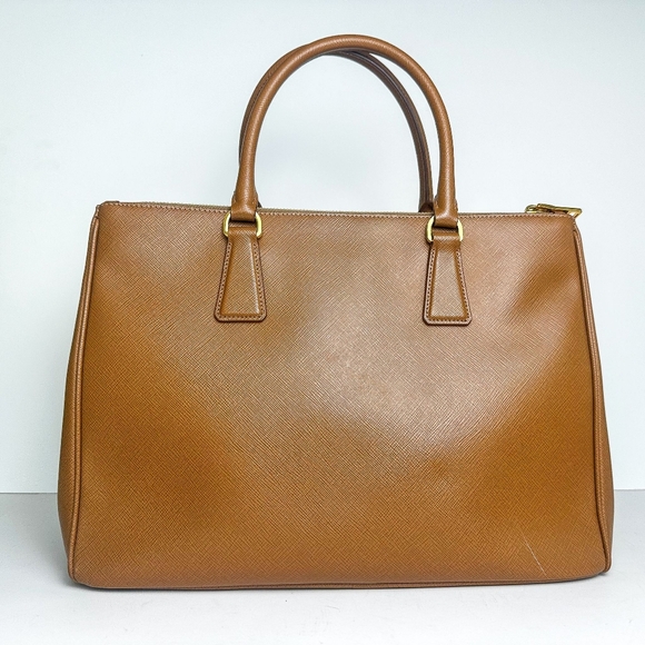 Prada Galleria Double Zip Tote Bag in Caramel Brown Saffiano Leather - Picture 3 of 16